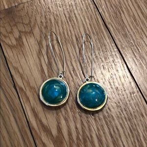 Kelly Green and Gold Dangle Earrings